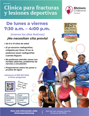 Walk-in Fracture and Sports Injury Clinic Flier Spanish